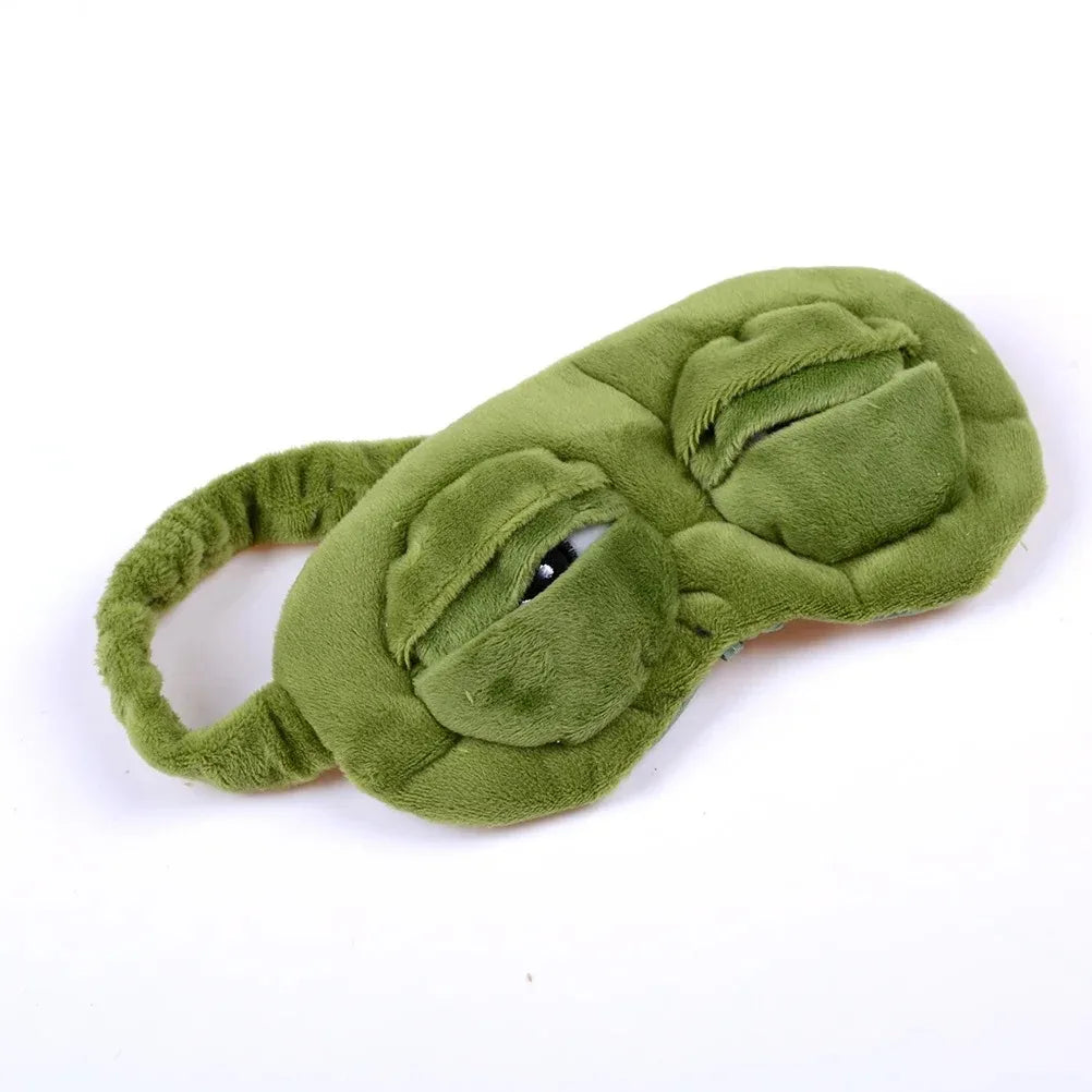 3D Sad Frog Sleep Mask – Soft & Comfortable Travel Eyepatch for Better Sleep