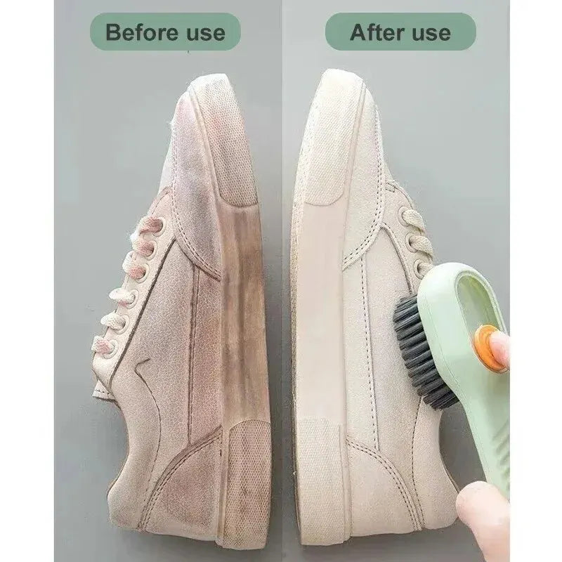 Multifunctional Long-Handle Shoe & Clothes Cleaning Brush – Soft Bristles with Built-in Liquid Dispenser