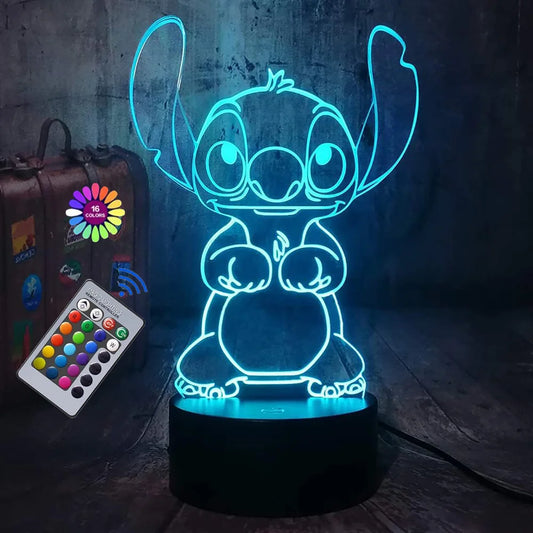 3D Stitch Illusion Night Light – Remote Control & Smart Touch | Cozy Room Decor & Perfect Gift for Birthdays, Valentine's & Christmas