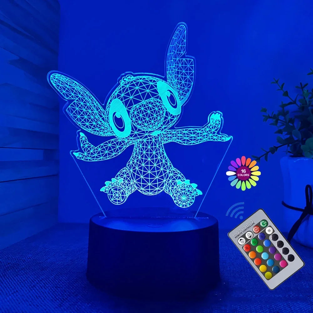 3D Stitch Illusion Night Light – Remote Control & Smart Touch | Cozy Room Decor & Perfect Gift for Birthdays, Valentine's & Christmas