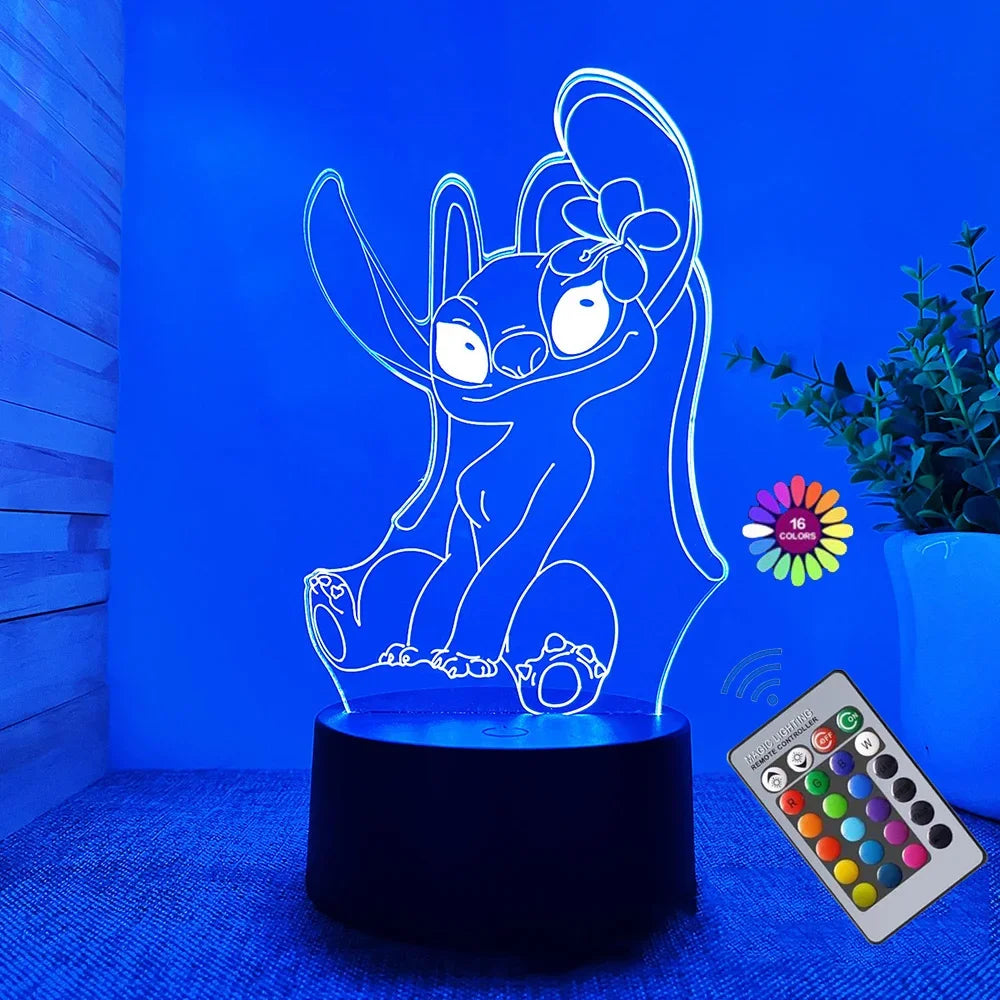 3D Stitch Illusion Night Light – Remote Control & Smart Touch | Cozy Room Decor & Perfect Gift for Birthdays, Valentine's & Christmas