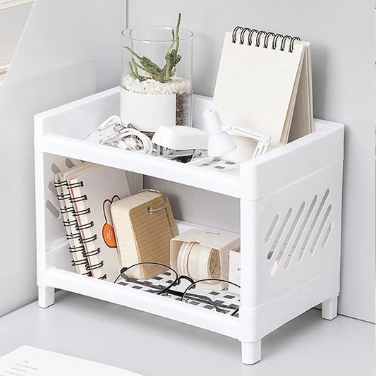 Double-Layer Desktop Organizer – Space-Saving Storage for Office, Stationery & Cosmetics