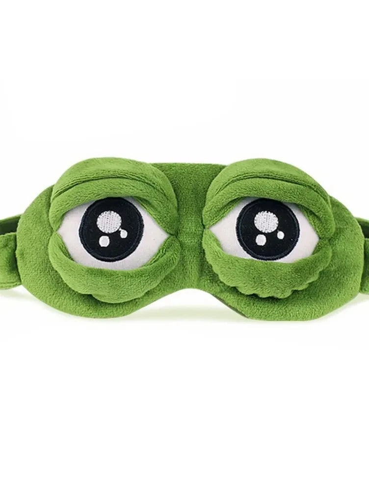 3D Sad Frog Sleep Mask – Soft & Comfortable Travel Eyepatch for Better Sleep